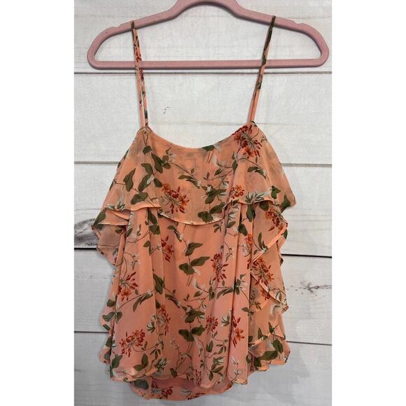 Endless Rose Sleeveless Blouse Size LG Peach With Floral Print - Picture 2 of 4